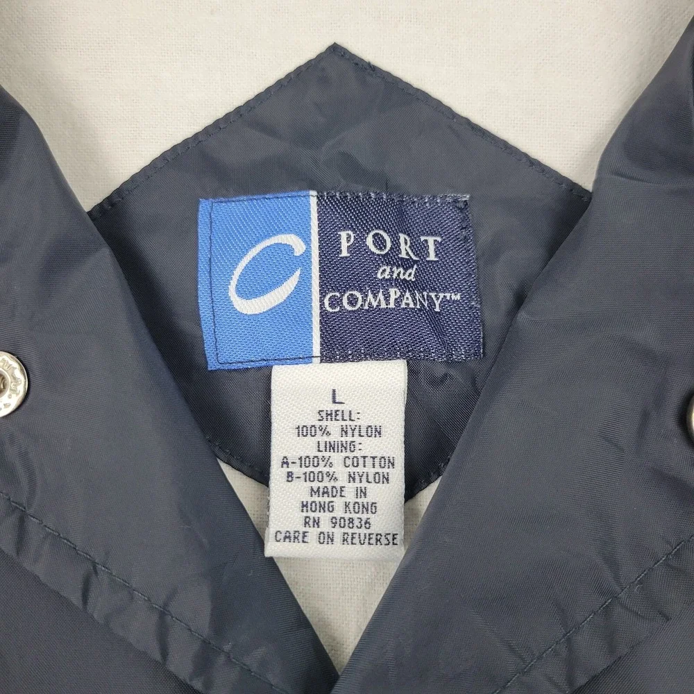 Port and Company Indiana Ice Windbreaker Jacket Mens Large Blue Nylon Snap Front